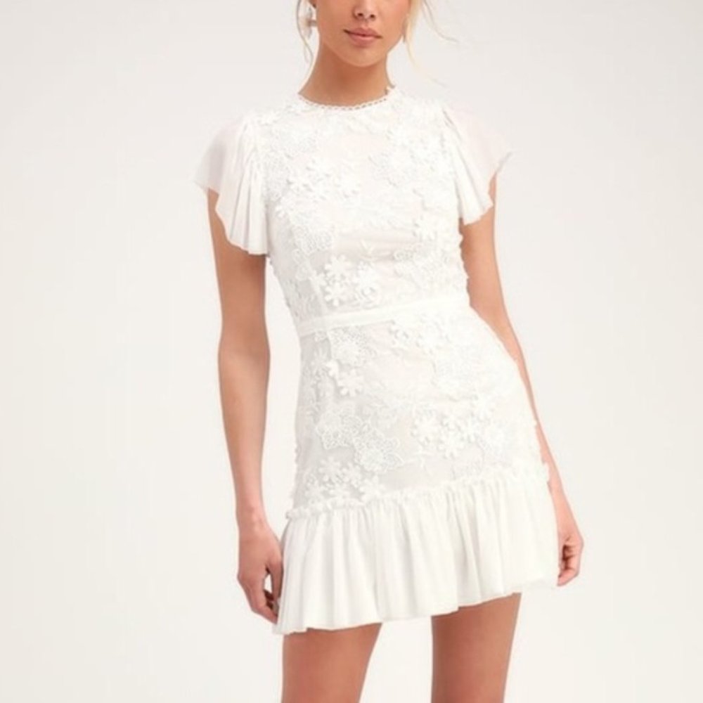 Ryse The Label Ivy White Ruffled Mini Dress